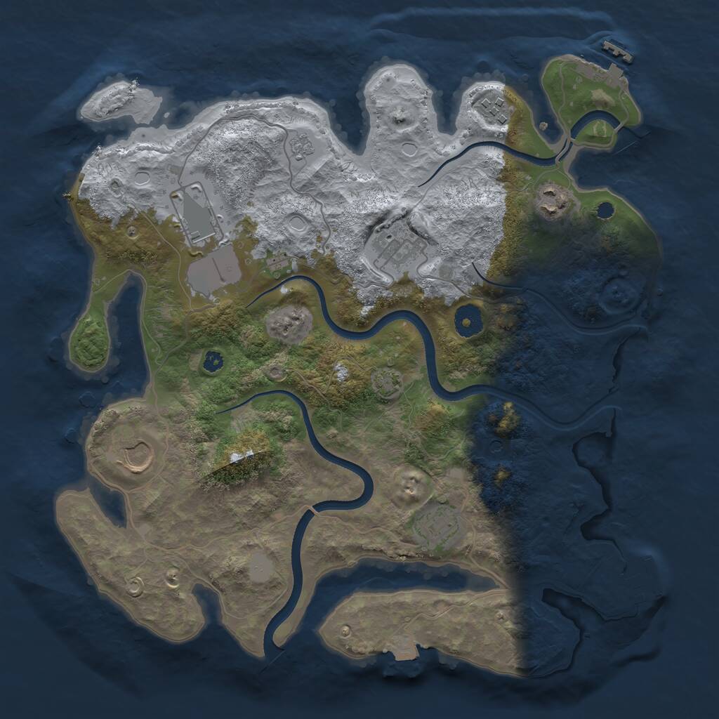 Rust Map: Procedural Map, Size: 3500, Seed: 1390017596, 12 Monuments