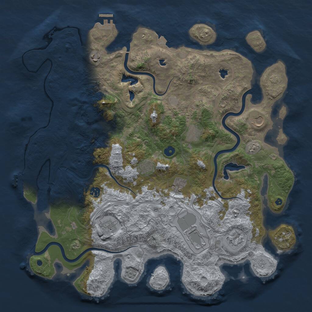 Rust Map: Procedural Map, Size: 4500, Seed: 1321270578, 16 Monuments