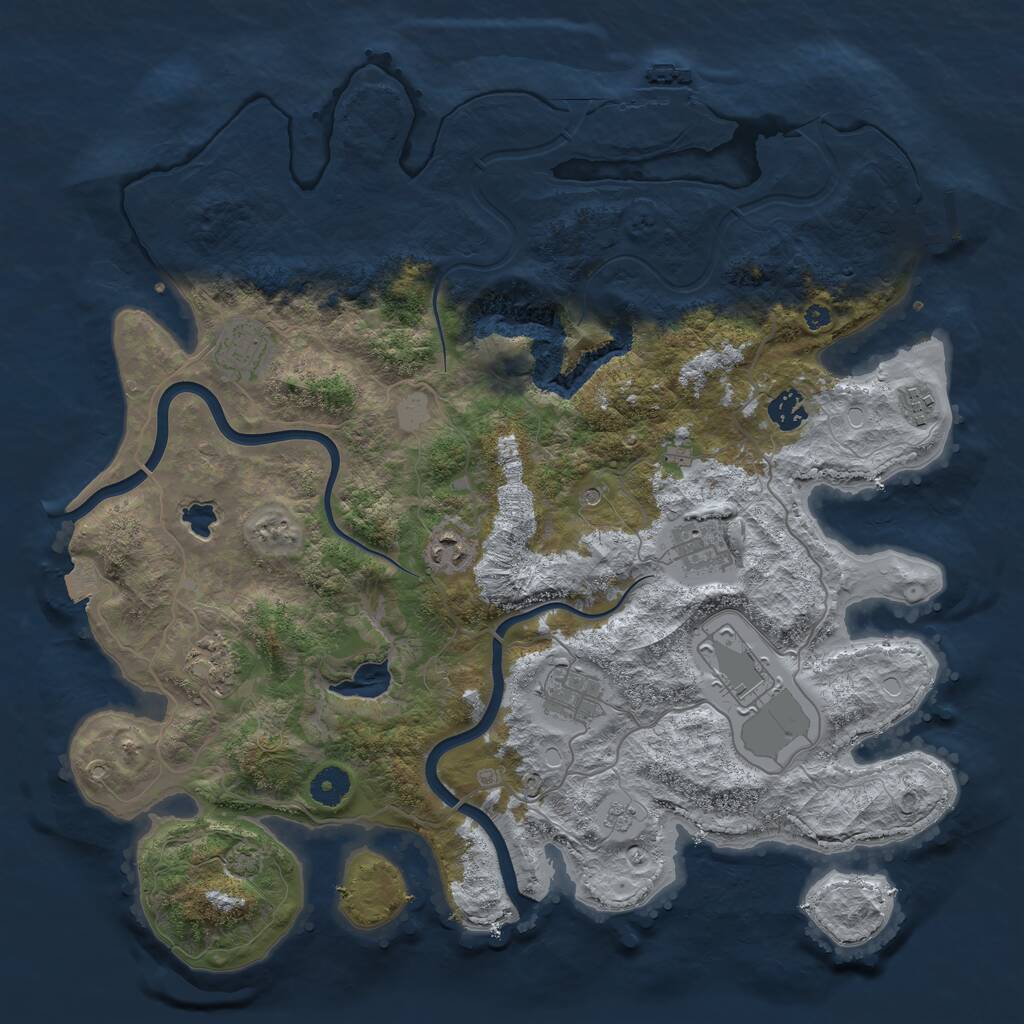 Rust Map: Procedural Map, Size: 4000, Seed: 1340950054, 14 Monuments