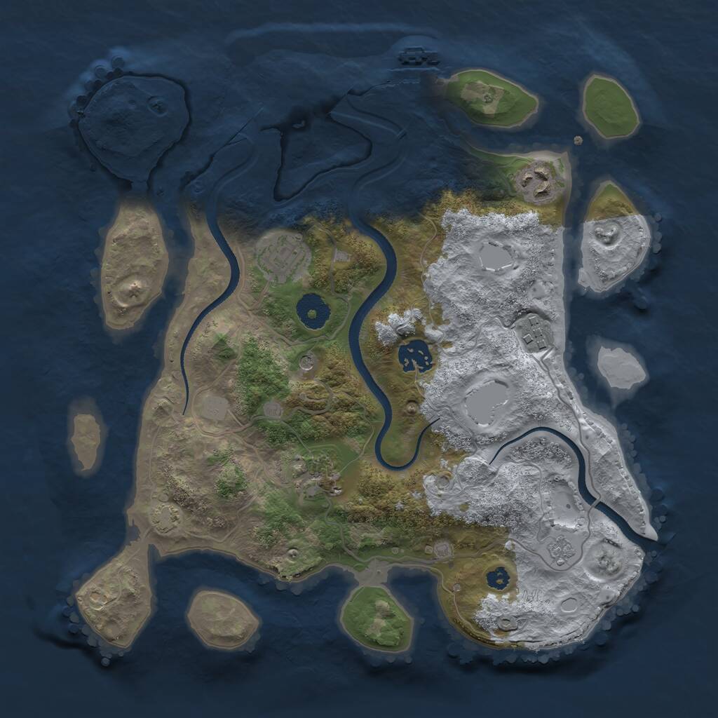 Rust Map: Procedural Map, Size: 3200, Seed: 386155729, 10 Monuments