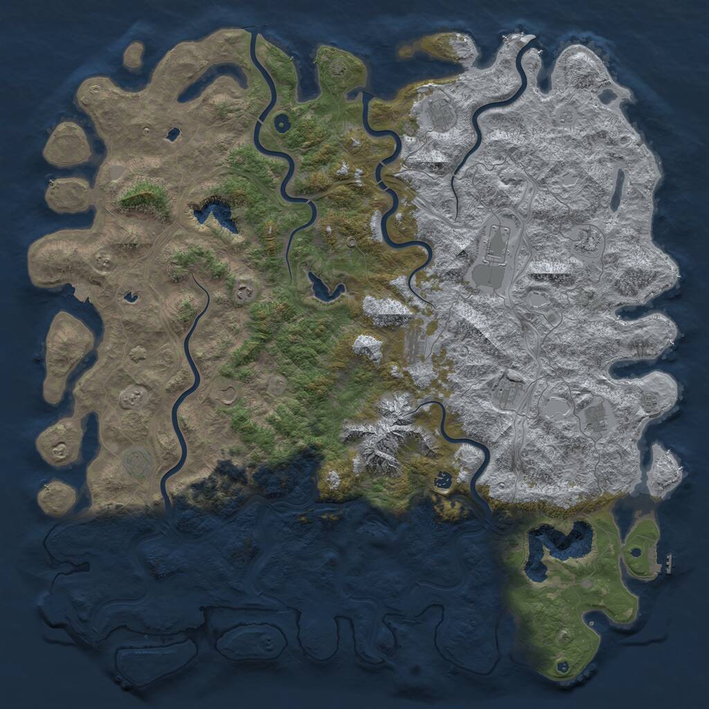 Rust Map: Procedural Map, Size: 6000, Seed: 891912460, 17 Monuments
