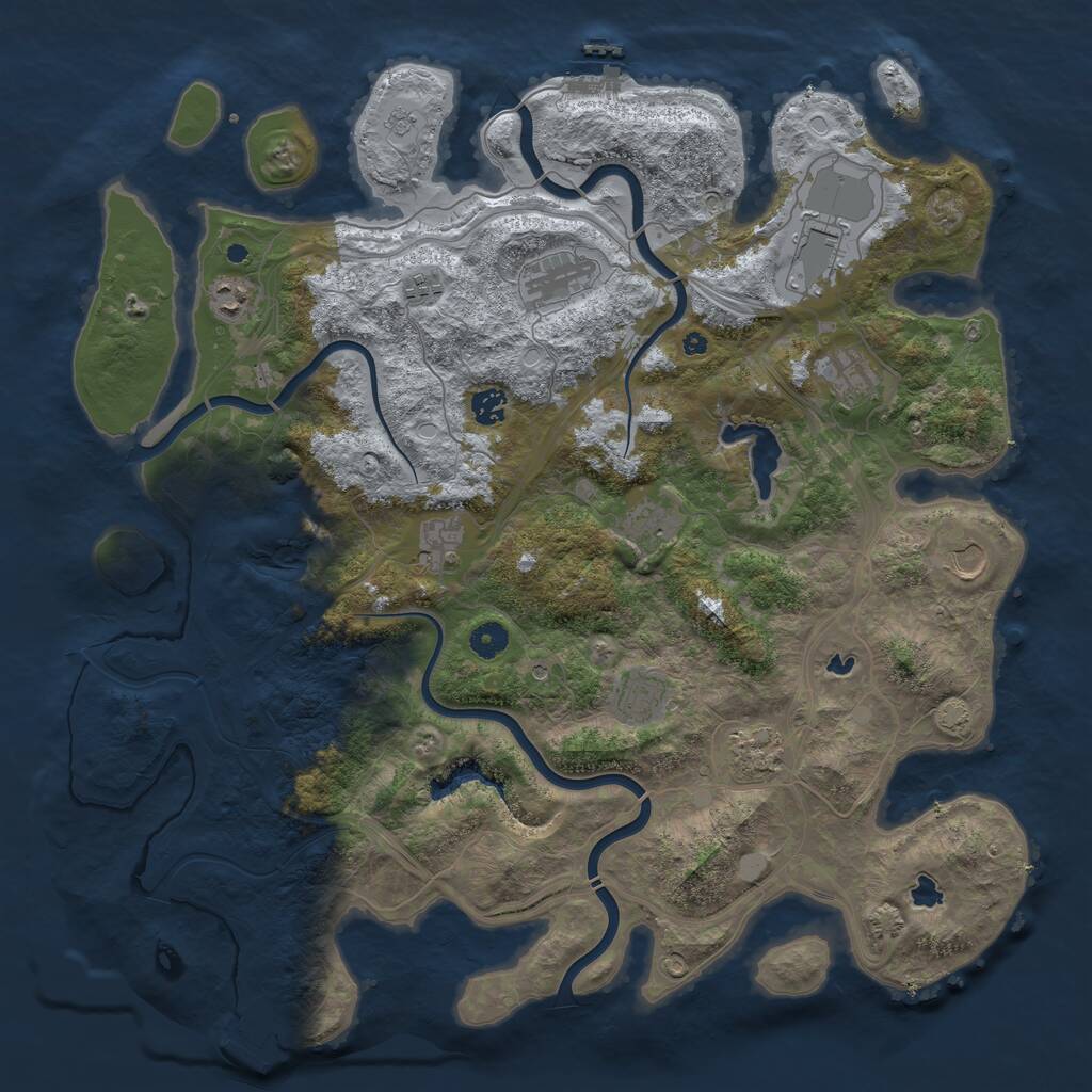 Rust Map: Procedural Map, Size: 4500, Seed: 1916295836, 17 Monuments