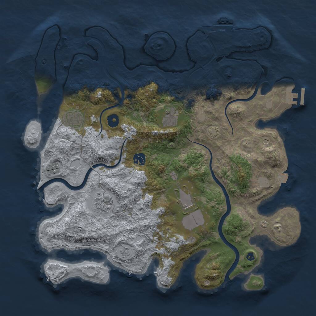 Rust Map: Procedural Map, Size: 3750, Seed: 153159, 12 Monuments