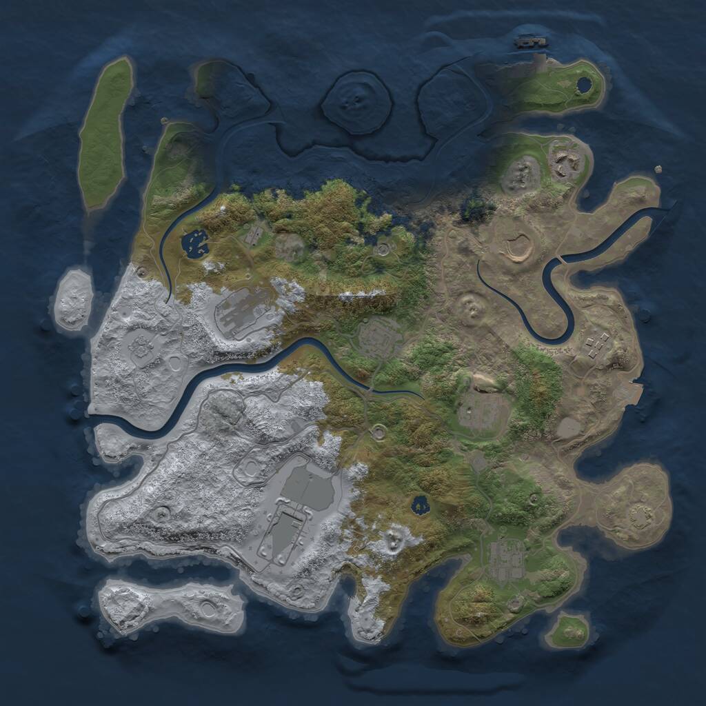 Rust Map: Procedural Map, Size: 3750, Seed: 153159, 14 Monuments