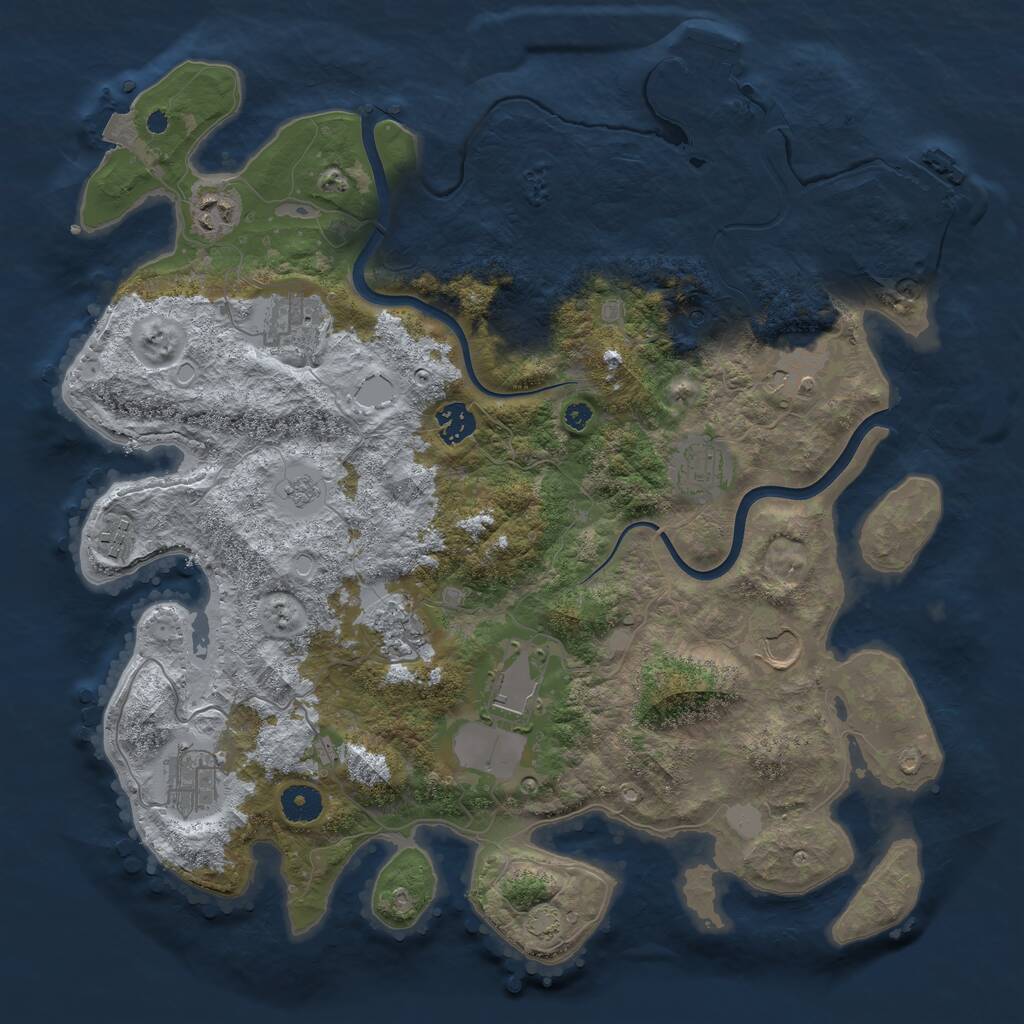 Rust Map: Procedural Map, Size: 3900, Seed: 206862591, 16 Monuments