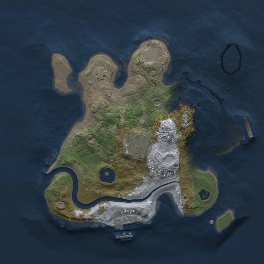 Rust Map: Procedural Map, Size: 2500, Seed: 1114381133, 6 Monuments