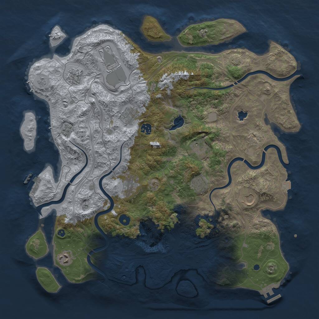Rust Map: Procedural Map, Size: 4300, Seed: 889687, 16 Monuments