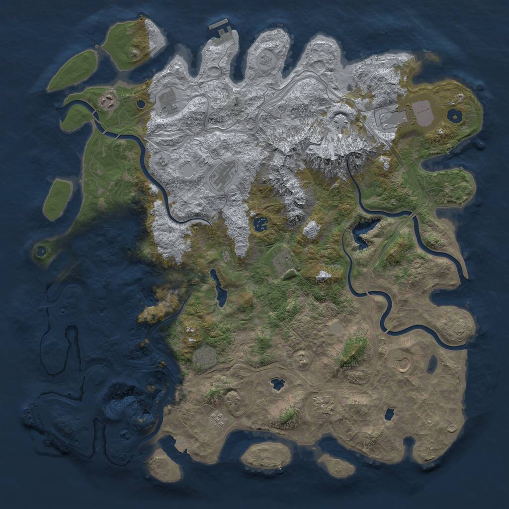 Rust Map: Procedural Map, Size: 5100, Seed: 3826, 16 Monuments
