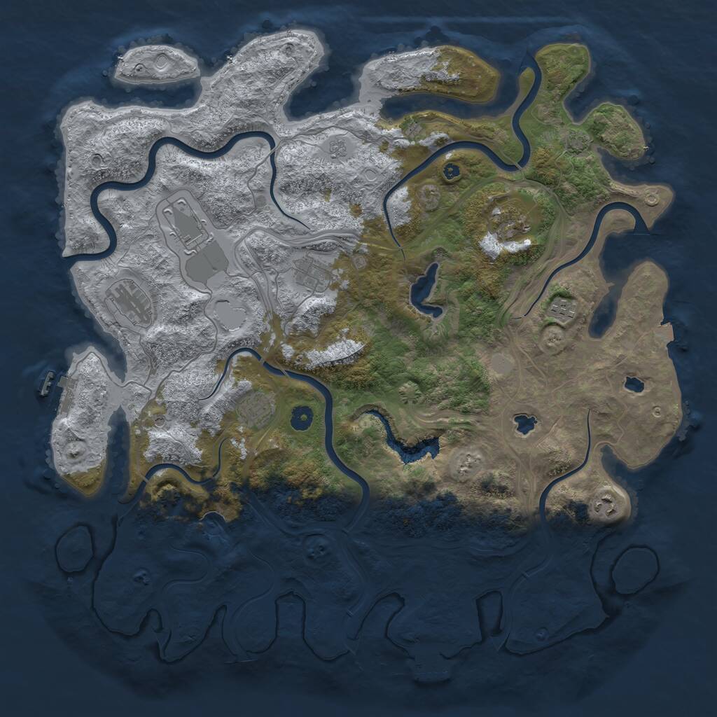 Rust Map: Procedural Map, Size: 4500, Seed: 1353838685, 13 Monuments