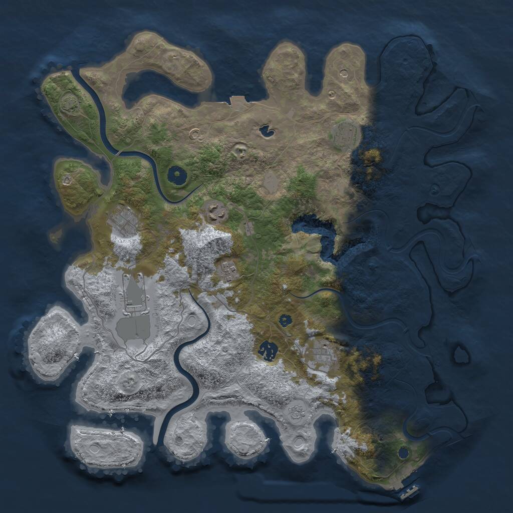 Rust Map: Procedural Map, Size: 4000, Seed: 1387864956, 12 Monuments