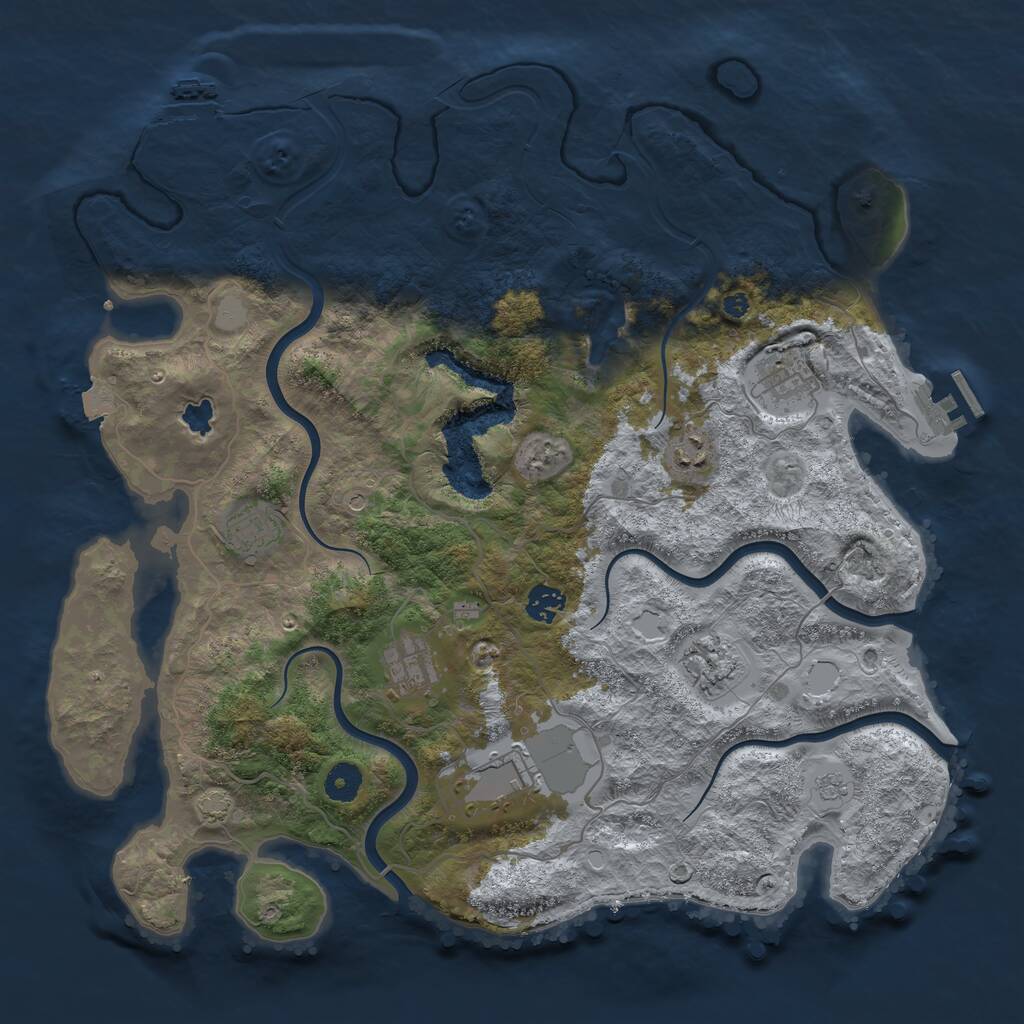 Rust Map: Procedural Map, Size: 4050, Seed: 1219303424, 13 Monuments
