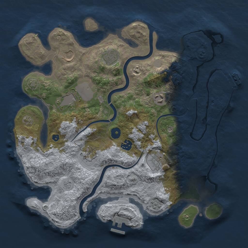 Rust Map: Procedural Map, Size: 3500, Seed: 23427, 14 Monuments