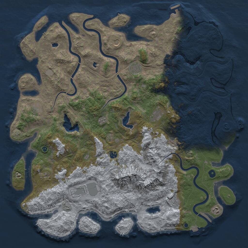Rust Map: Procedural Map, Size: 5000, Seed: 419174055, 16 Monuments