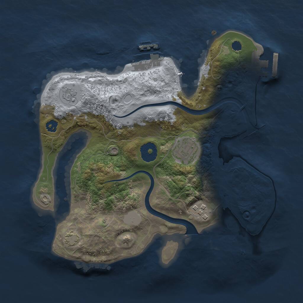 Rust Map: Procedural Map, Size: 2500, Seed: 1371982737, 7 Monuments