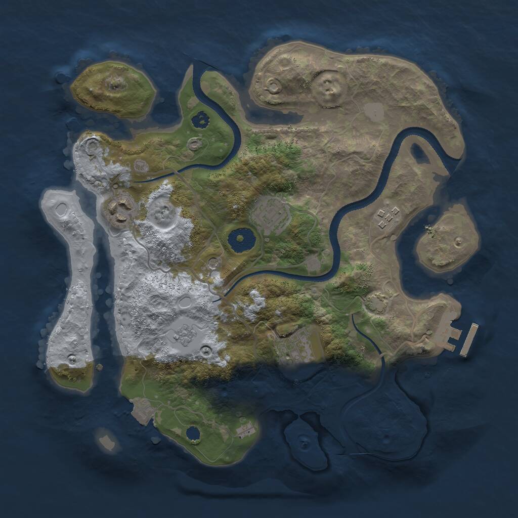 Rust Map: Procedural Map, Size: 3000, Seed: 76889, 9 Monuments