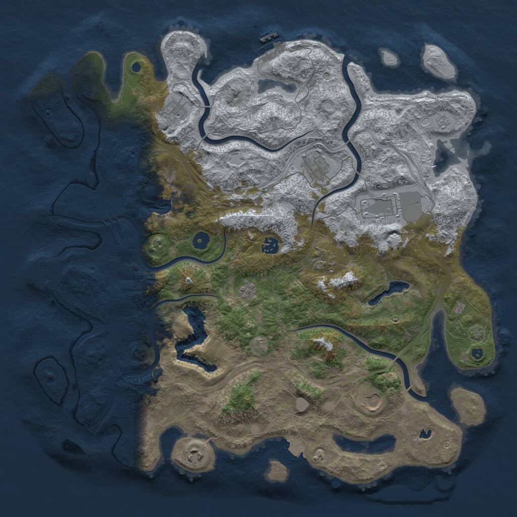 Rust Map: Procedural Map, Size: 4500, Seed: 1939040593, 14 Monuments