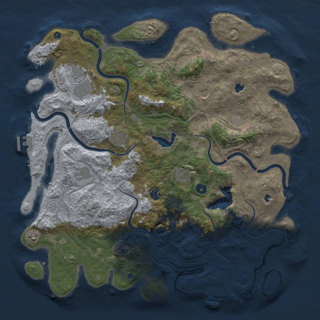 Rust Map: Procedural Map, Size: 4500, Seed: 493162553, 14 Monuments