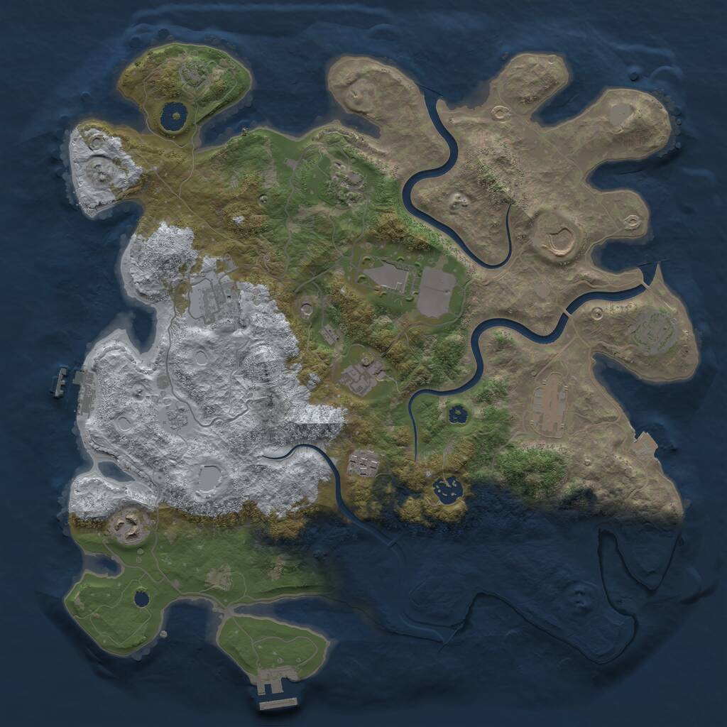 Rust Map: Procedural Map, Size: 3900, Seed: 649861369, 16 Monuments