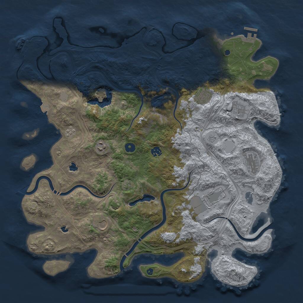 Rust Map: Procedural Map, Size: 4500, Seed: 1241125202, 14 Monuments
