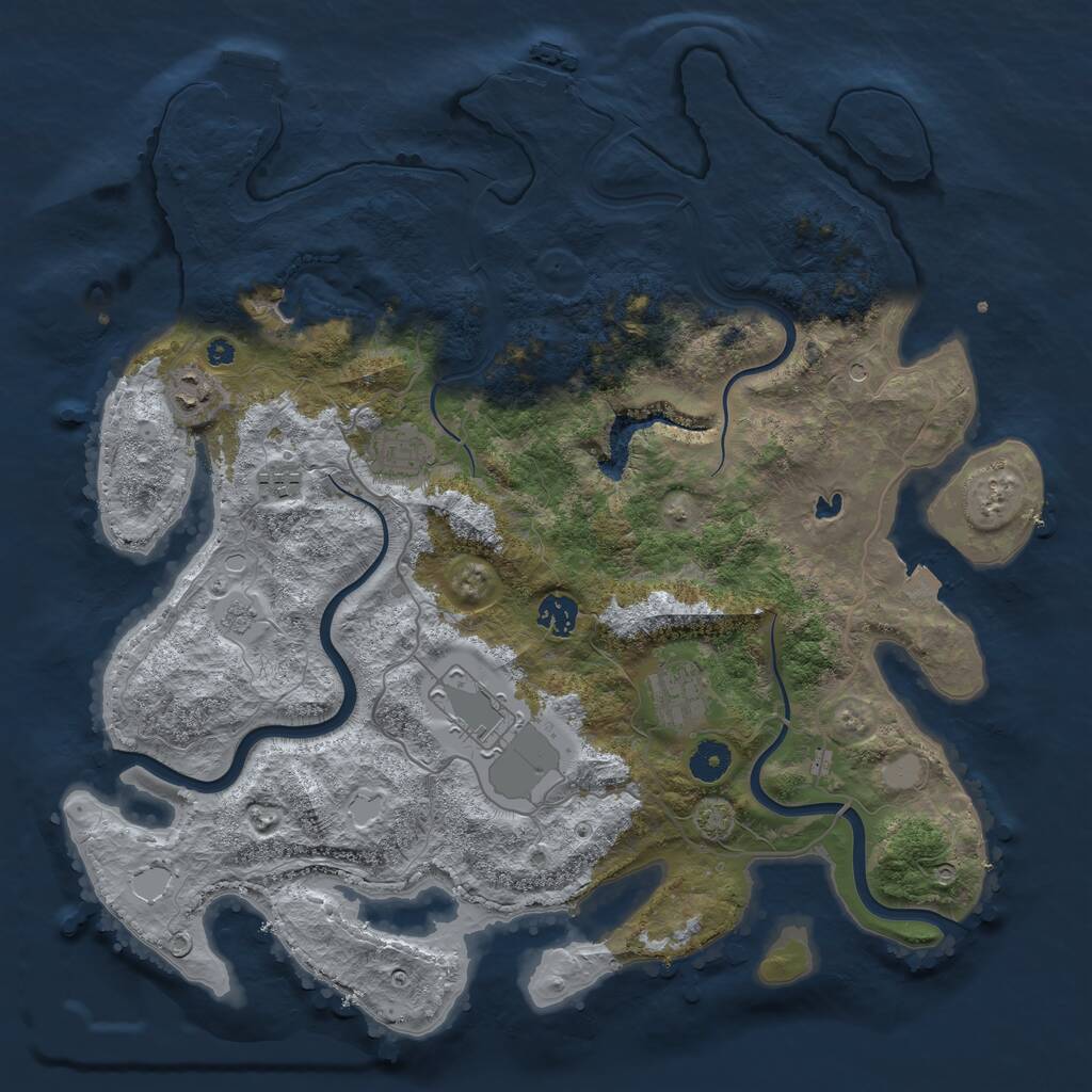 Rust Map: Procedural Map, Size: 4000, Seed: 9324745, 12 Monuments