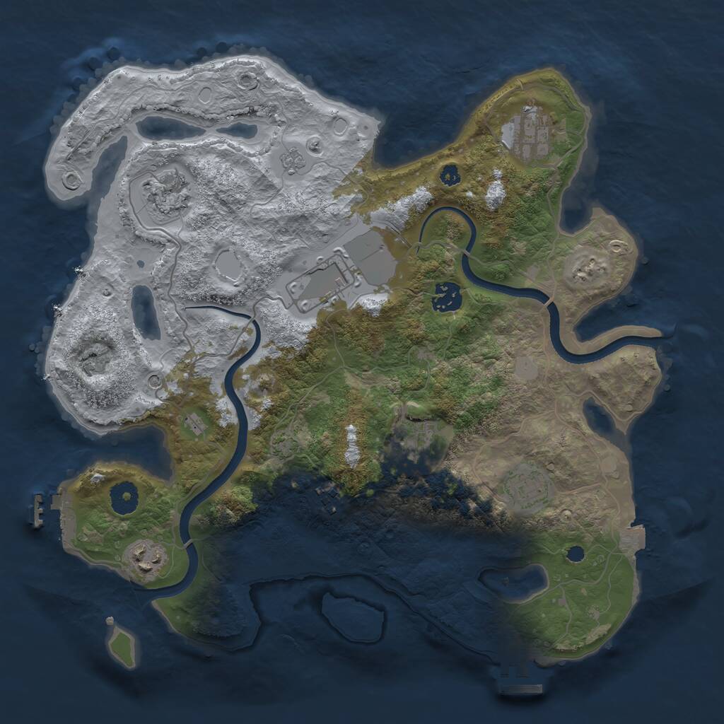 Rust Map: Procedural Map, Size: 3500, Seed: 1050977230, 14 Monuments
