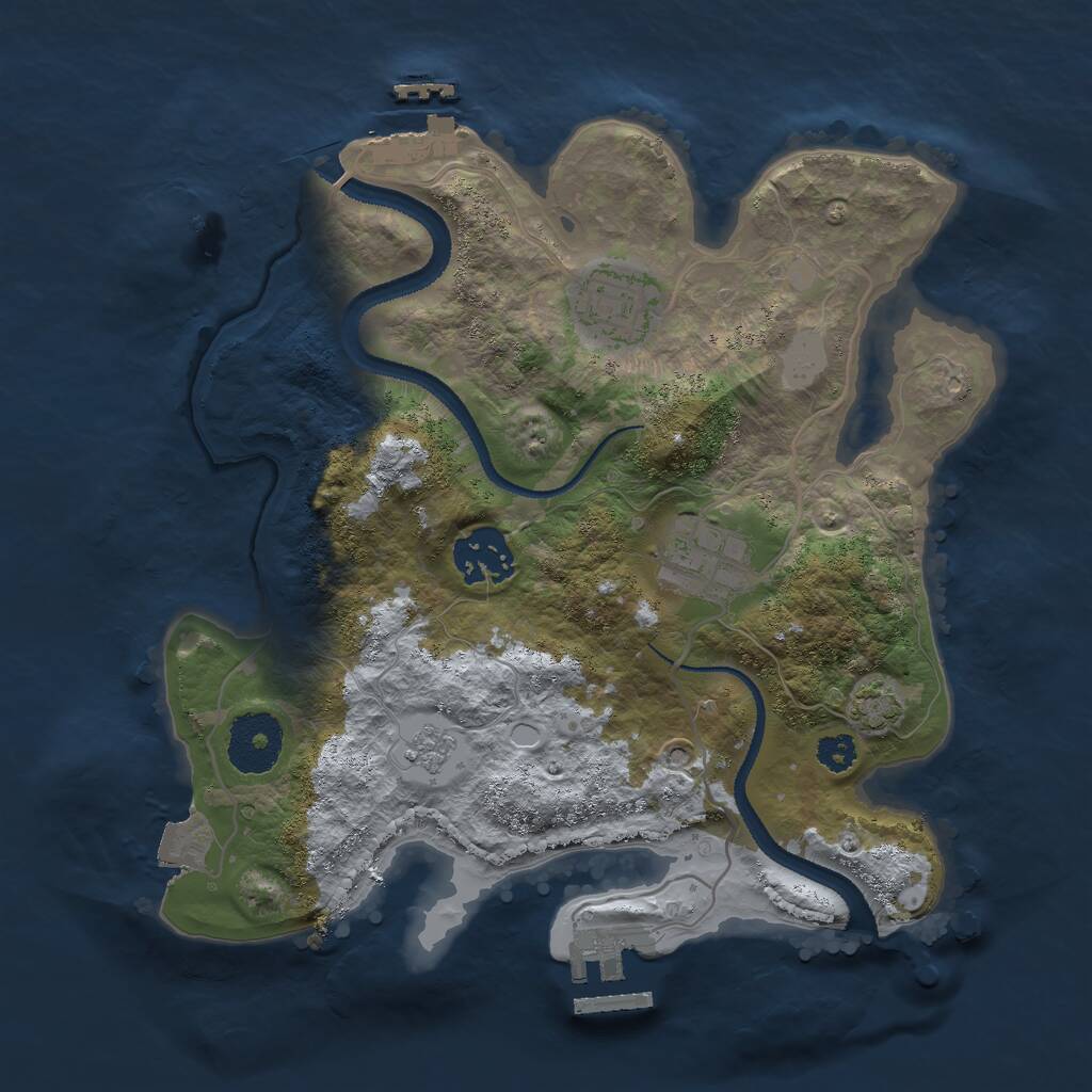 Rust Map: Procedural Map, Size: 2800, Seed: 1469656510, 8 Monuments