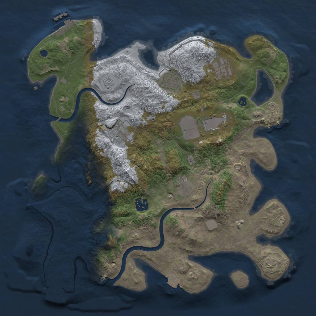 Rust Map: Procedural Map, Size: 3500, Seed: 1260541730, 12 Monuments