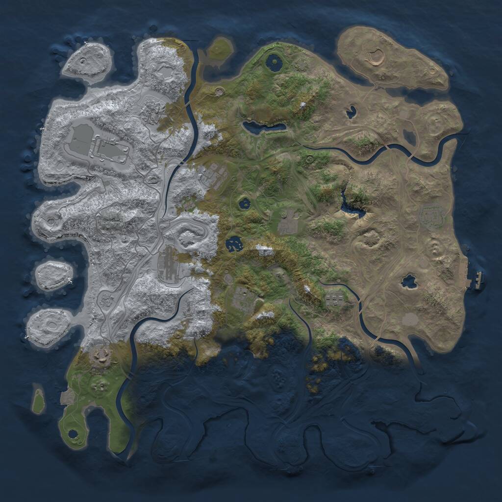 Rust Map: Procedural Map, Size: 4500, Seed: 2028094695, 17 Monuments