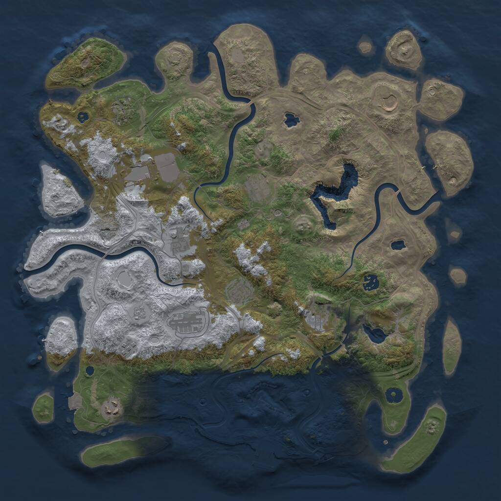 Rust Map: Procedural Map, Size: 4500, Seed: 455928799, 16 Monuments