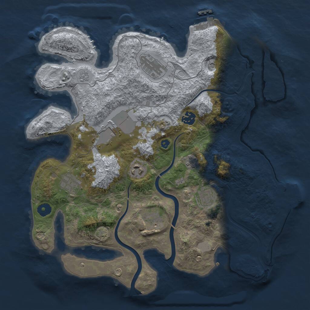 Rust Map: Procedural Map, Size: 3500, Seed: 783769945, 14 Monuments