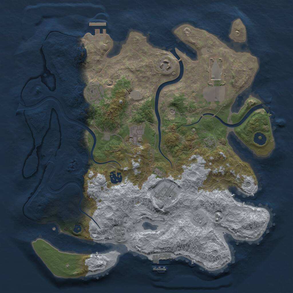 Rust Map: Procedural Map, Size: 3500, Seed: 1221951, 13 Monuments