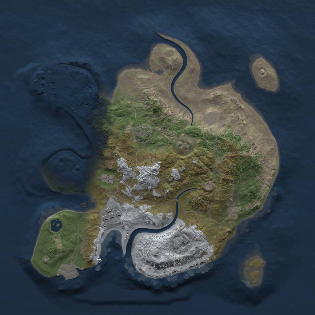 Rust Map: Procedural Map, Size: 2500, Seed: 33646247, 4 Monuments