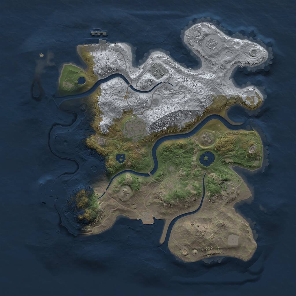 Rust Map: Procedural Map, Size: 3000, Seed: 15595, 8 Monuments