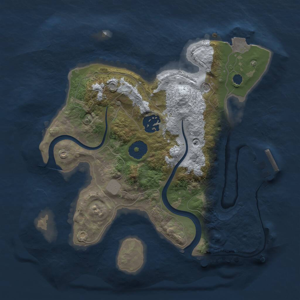 Rust Map: Procedural Map, Size: 2500, Seed: 905864332, 4 Monuments