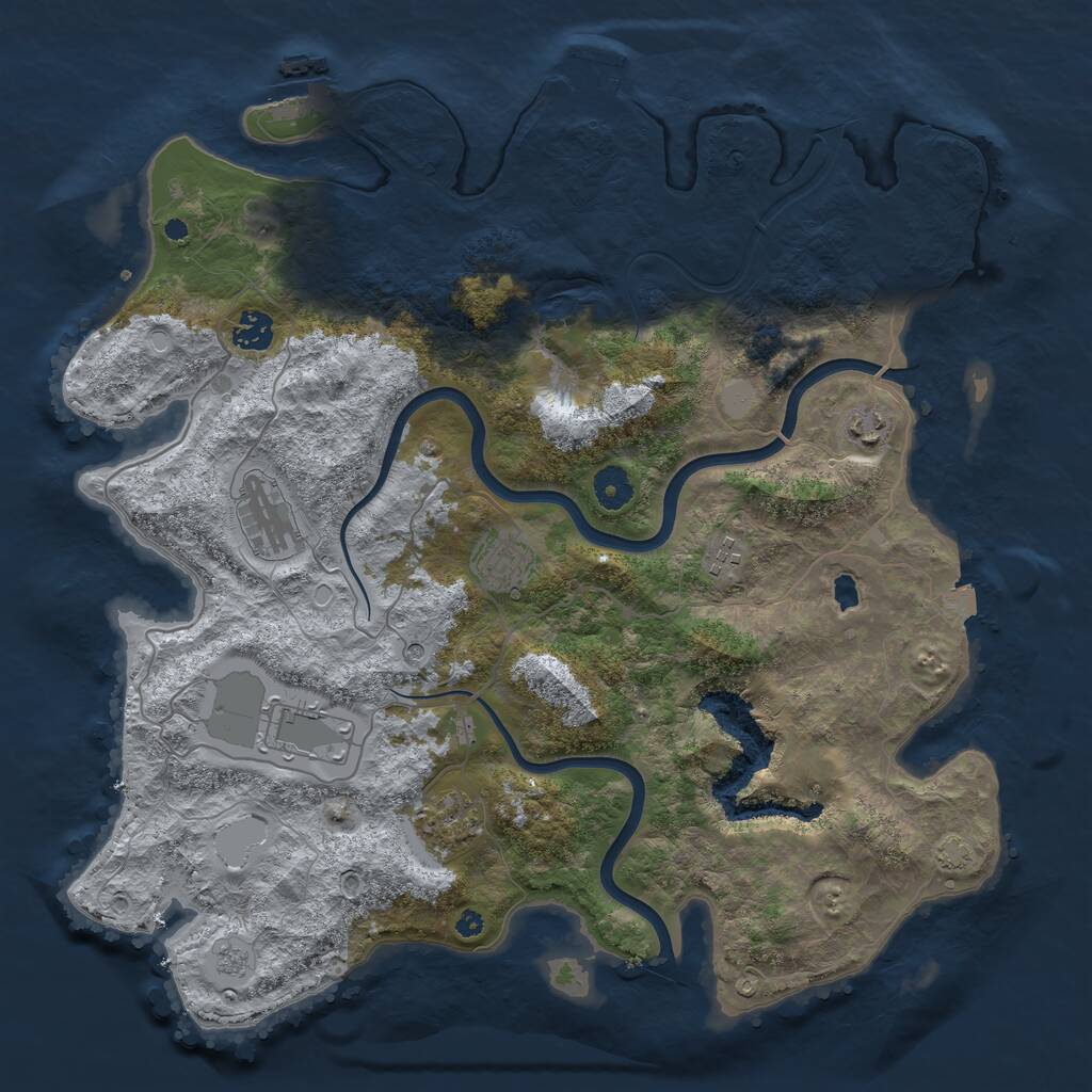 Rust Map: Procedural Map, Size: 4000, Seed: 115262812, 13 Monuments