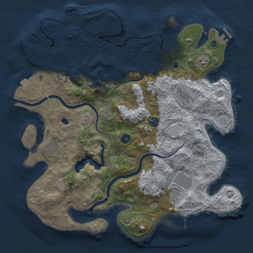 Rust Map: Procedural Map, Size: 4000, Seed: 1015206881, 12 Monuments