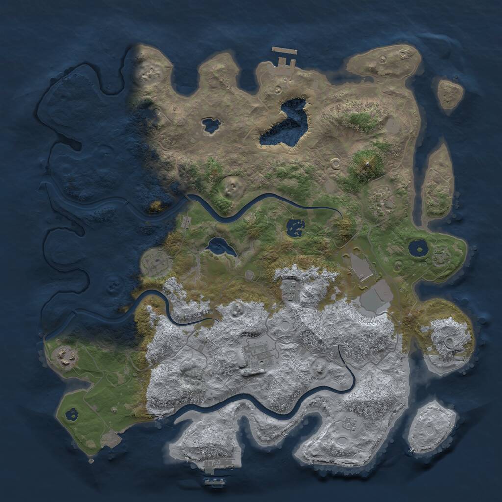 Rust Map: Procedural Map, Size: 4000, Seed: 615419082, 13 Monuments