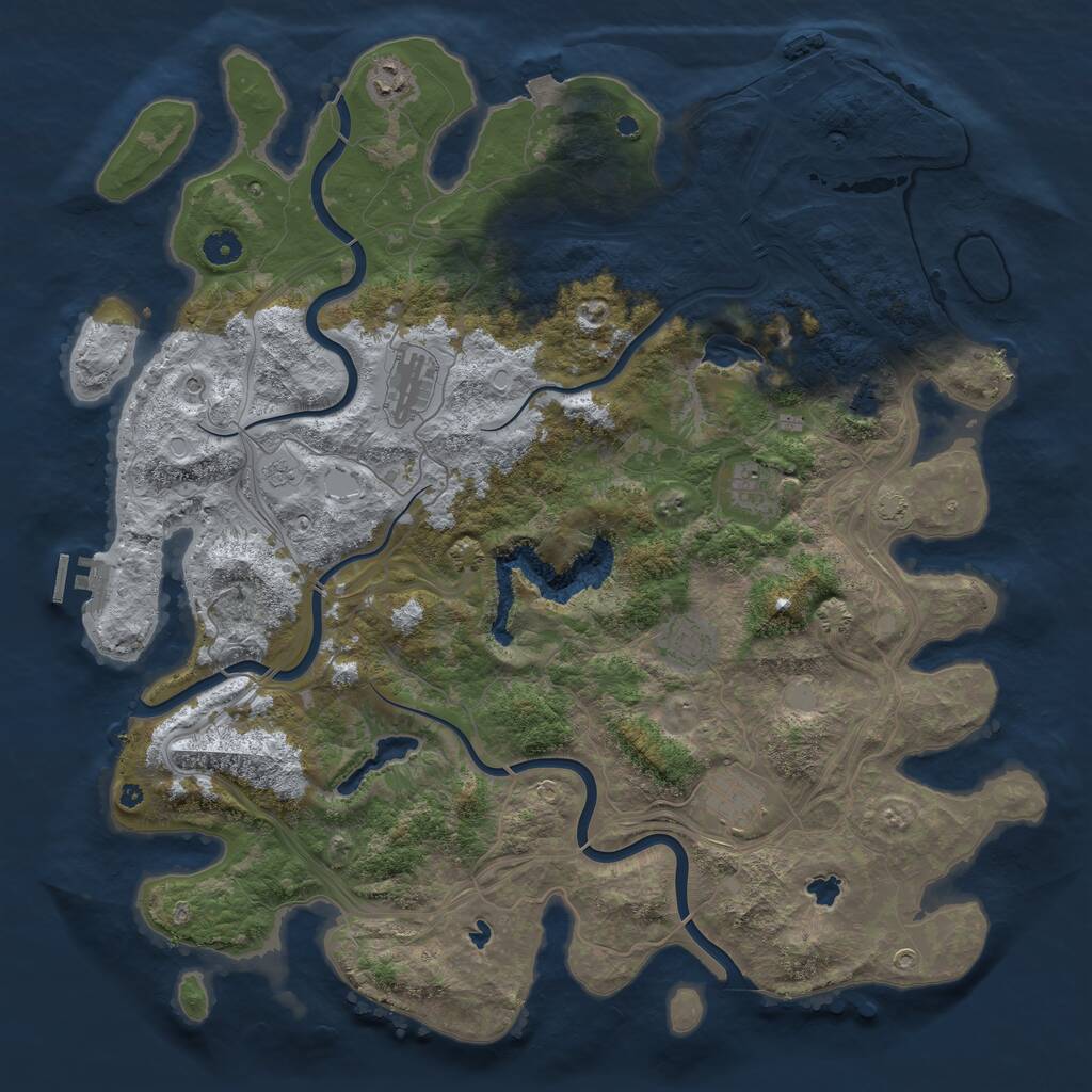 Rust Map: Procedural Map, Size: 4500, Seed: 1363, 12 Monuments