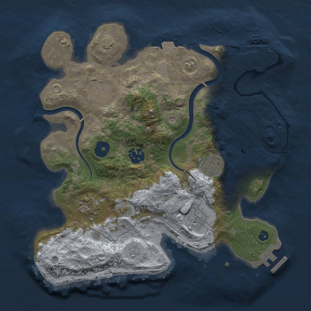 Rust Map: Procedural Map, Size: 3000, Seed: 1739873669, 11 Monuments