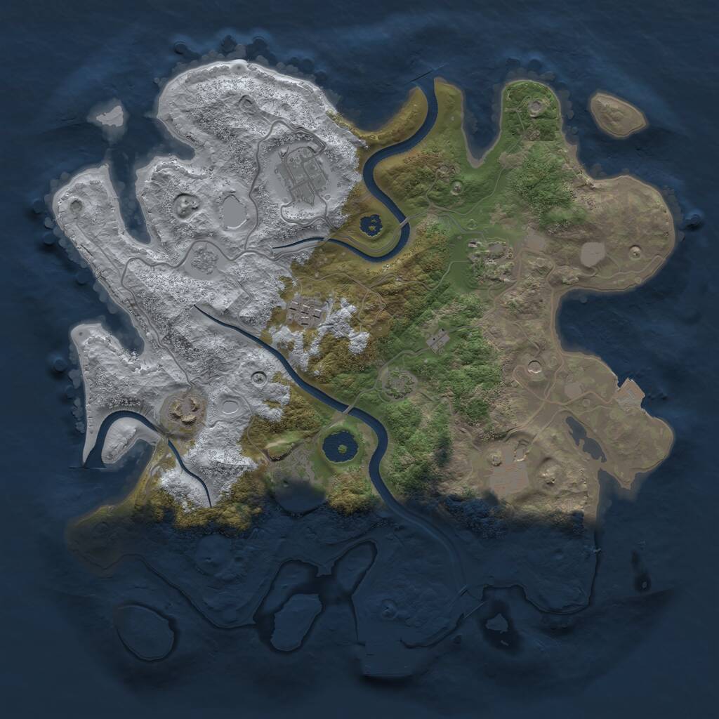 Rust Map: Procedural Map, Size: 3300, Seed: 132785827, 11 Monuments