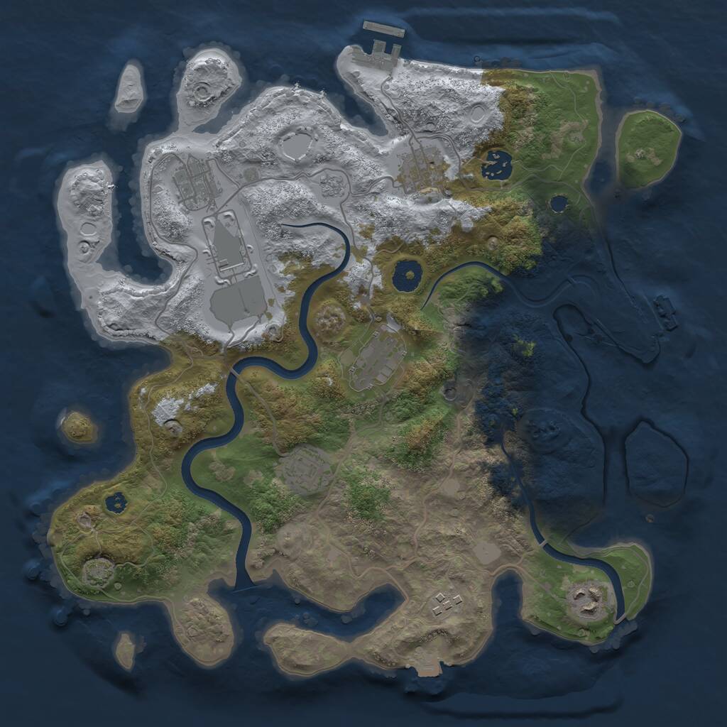 Rust Map: Procedural Map, Size: 3500, Seed: 2049376550, 14 Monuments