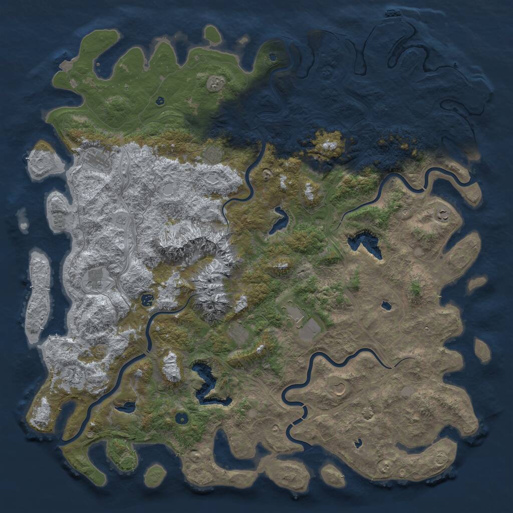 Rust Map: Procedural Map, Size: 6000, Seed: 285563, 17 Monuments
