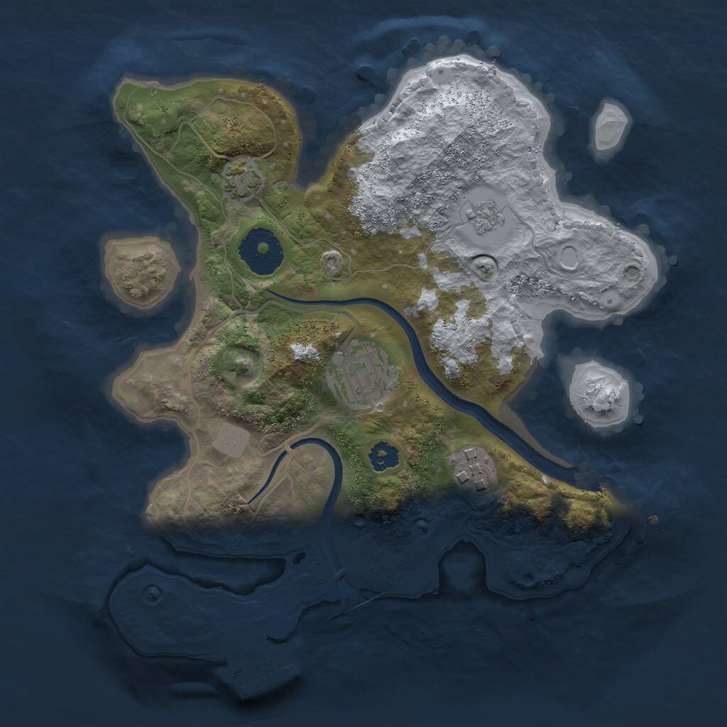 Rust Map: Procedural Map, Size: 2500, Seed: 2102973004, 6 Monuments