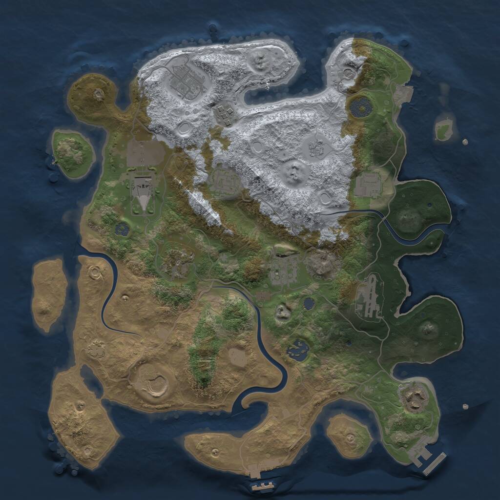 Rust Map: Procedural Map, Size: 3500, Seed: 242559888, 18 Monuments