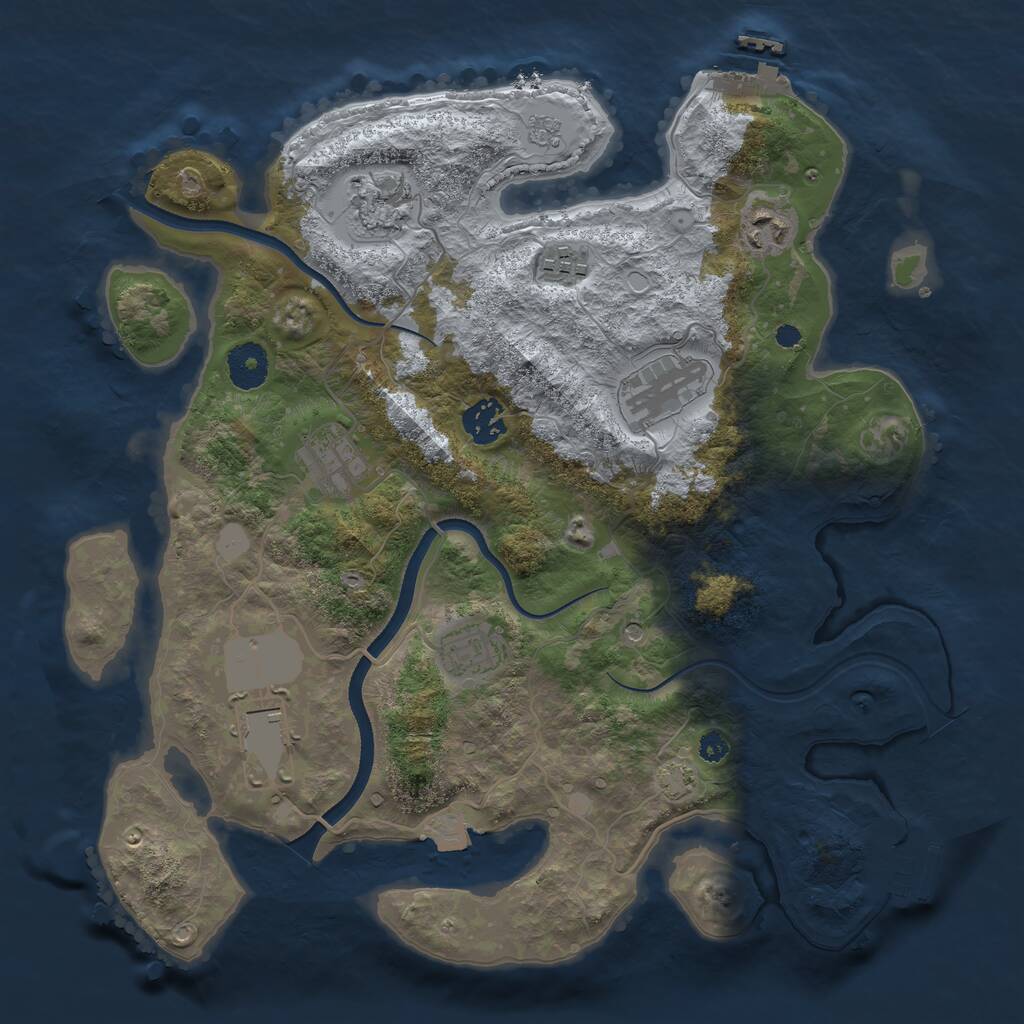 Rust Map: Procedural Map, Size: 3500, Seed: 242559888, 14 Monuments