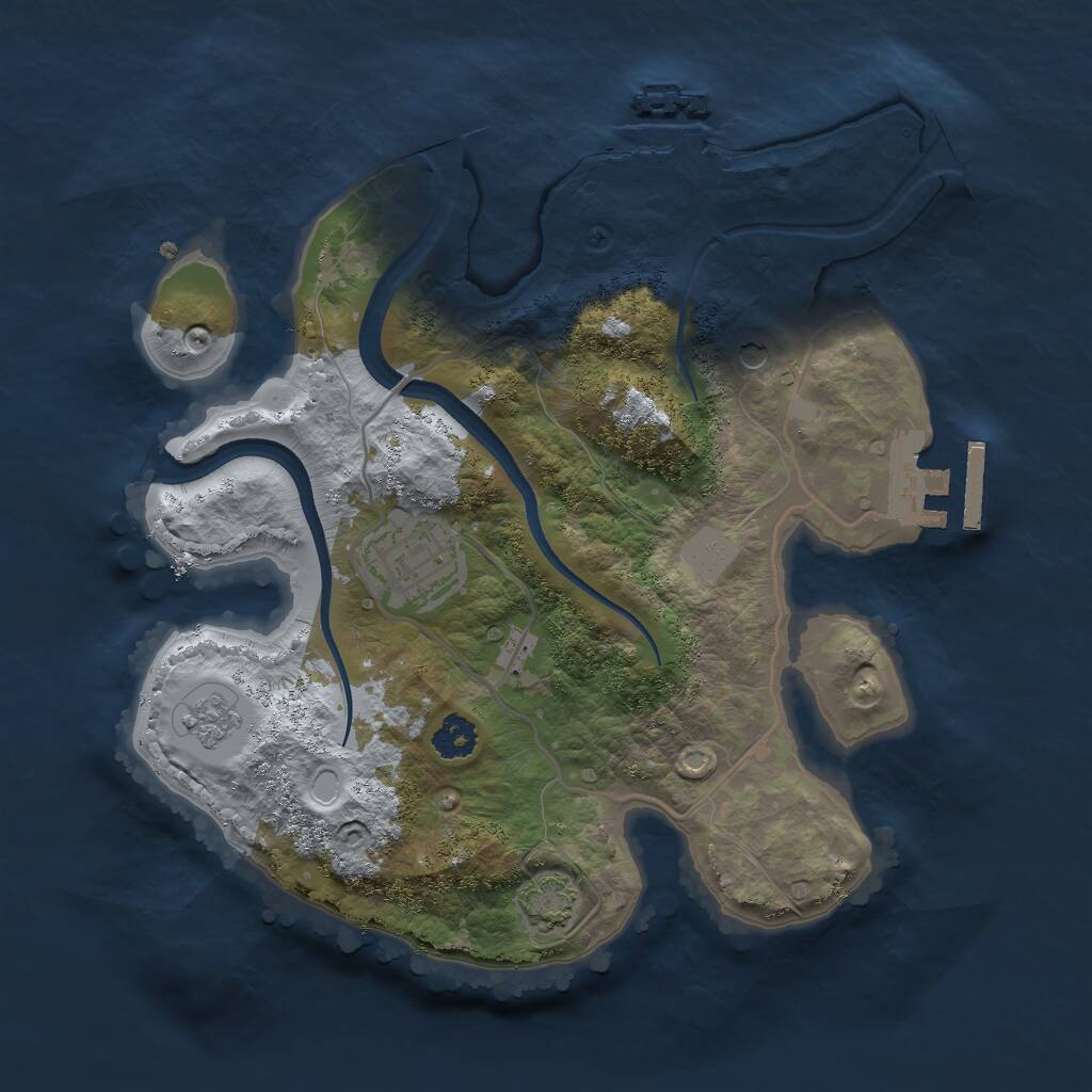 Rust Map: Procedural Map, Size: 2500, Seed: 1016648646, 7 Monuments