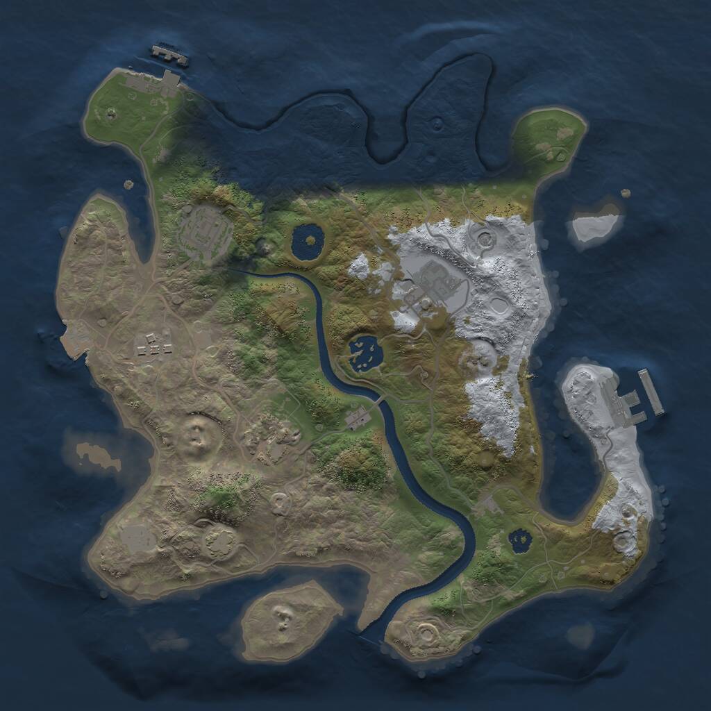 Rust Map: Procedural Map, Size: 3000, Seed: 8074, 10 Monuments
