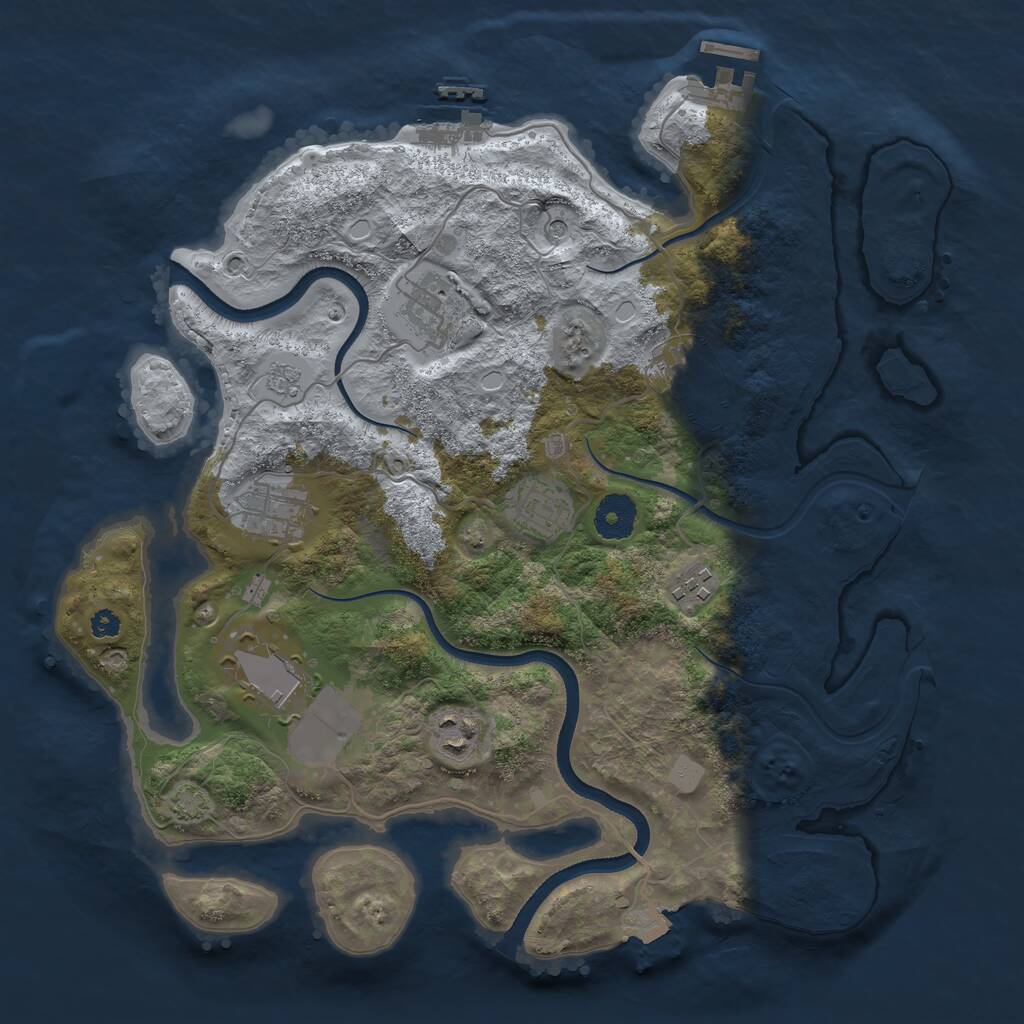 Rust Map: Procedural Map, Size: 3500, Seed: 75451989, 13 Monuments