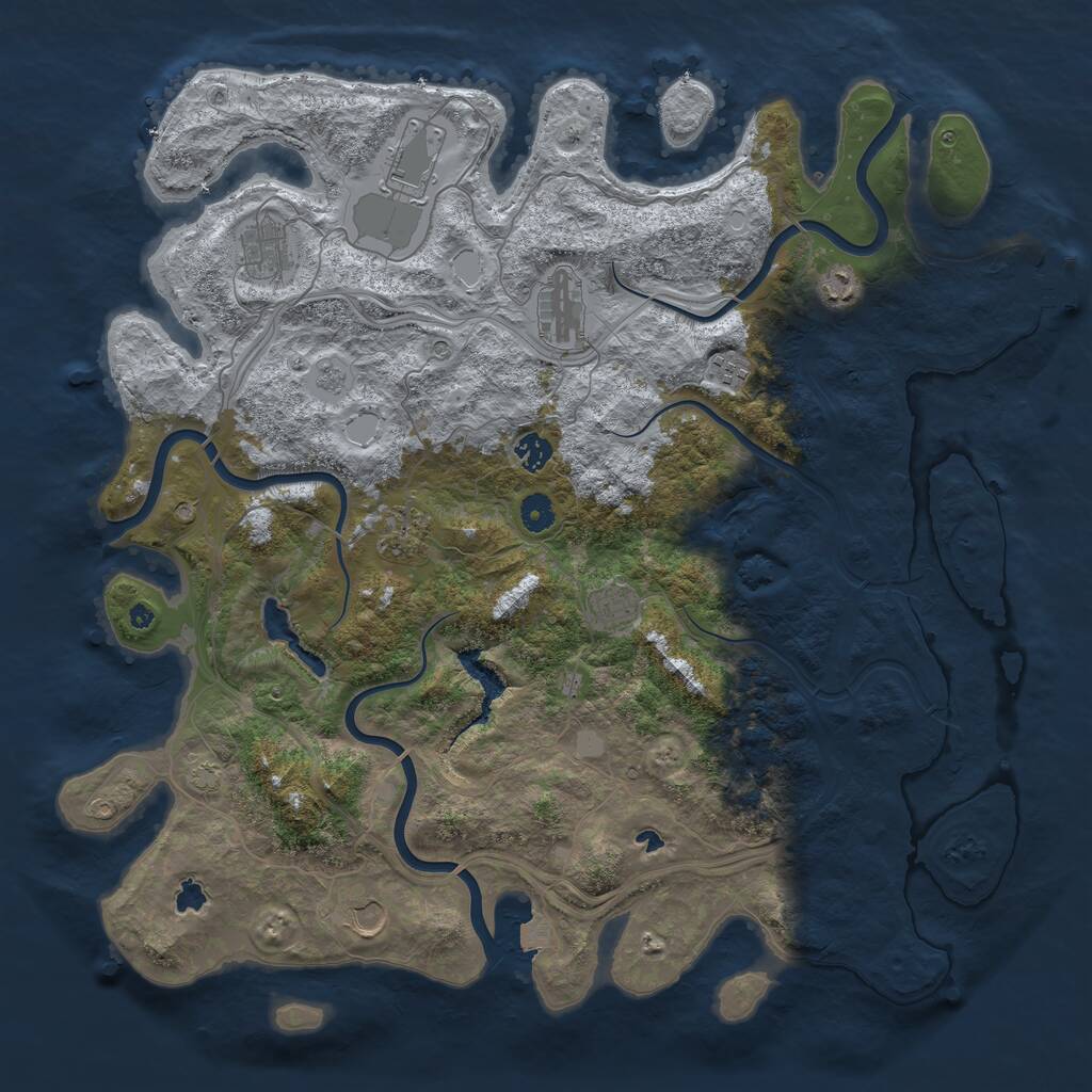 Rust Map: Procedural Map, Size: 4500, Seed: 1786347821, 14 Monuments