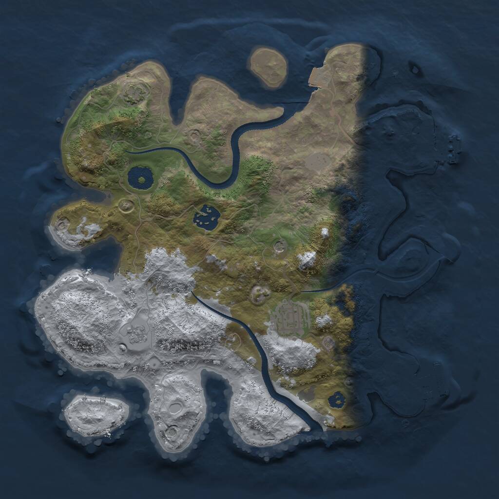 Rust Map: Procedural Map, Size: 3000, Seed: 693088, 8 Monuments